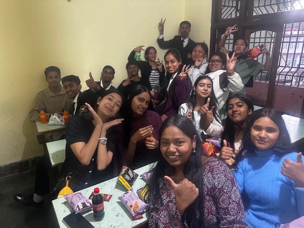 Students celebrating inside Study Zone after results